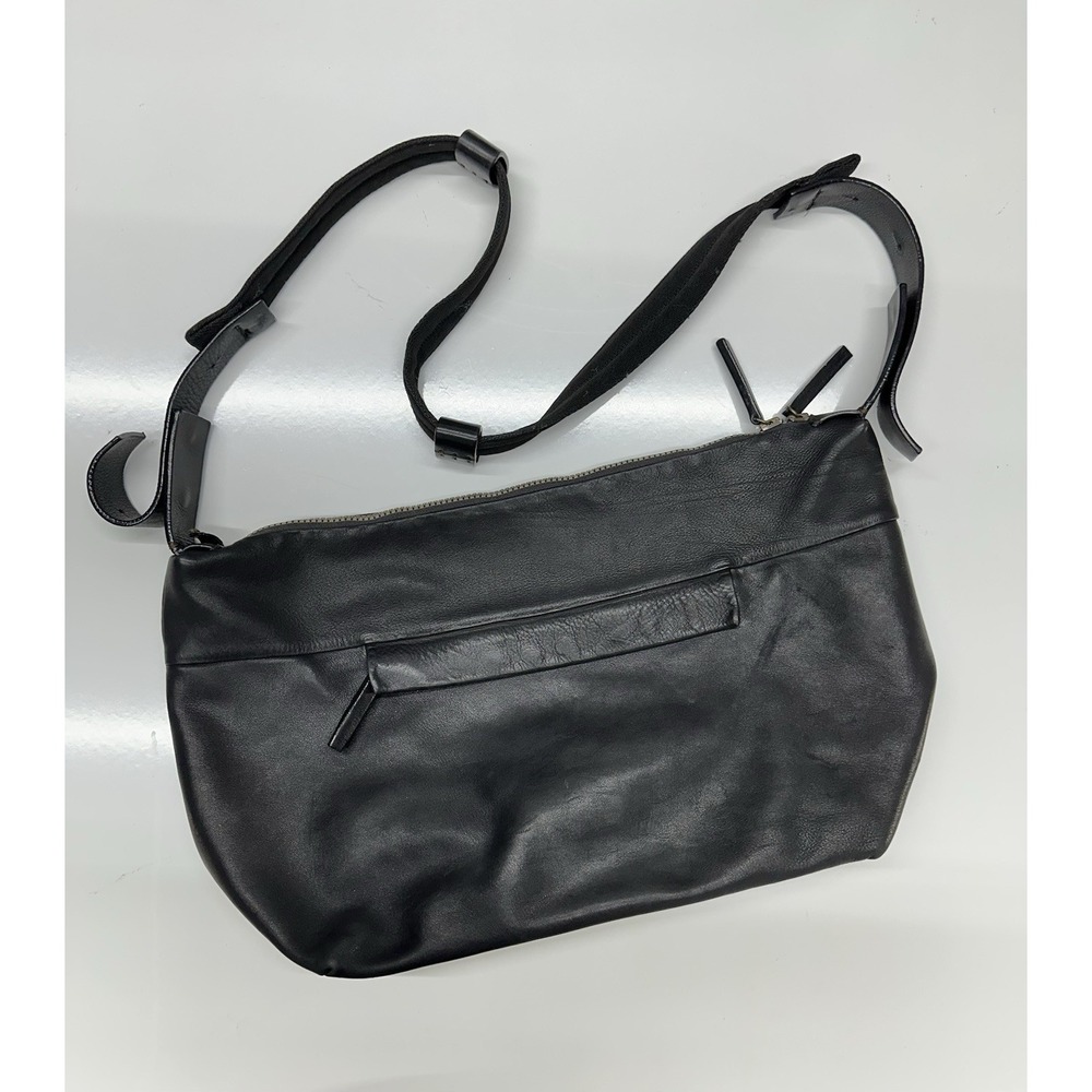 Fausto Santini Large Soft Black Lambskin Leather Shoulder Bag 20"x12"